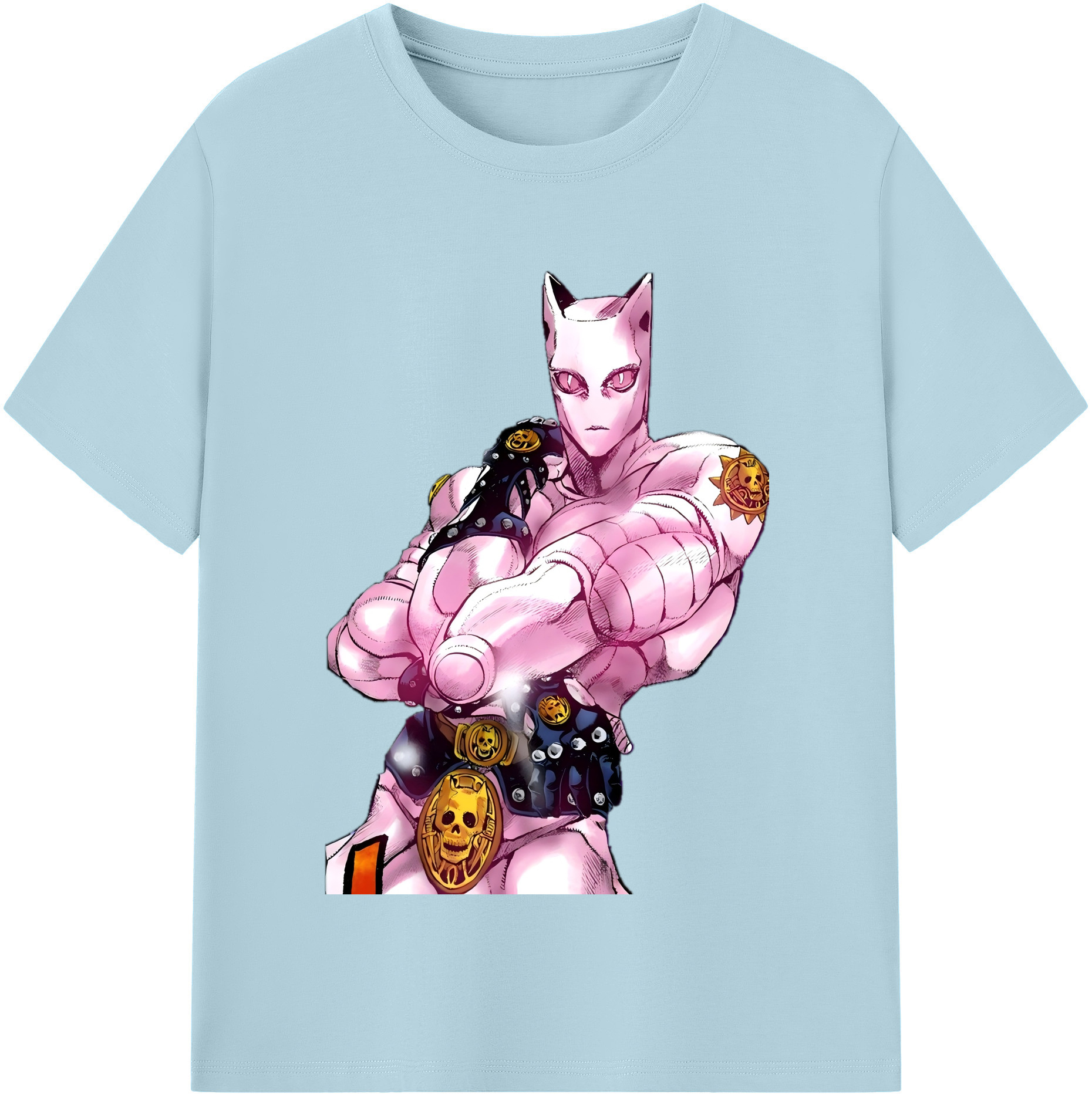 （画像用） ジョジョの奇妙な冒険 きら よしかげ JoJo's Bizarre Adventure Kira Yoshikage 綿100％半袖Tシャツ（フロントプリント）